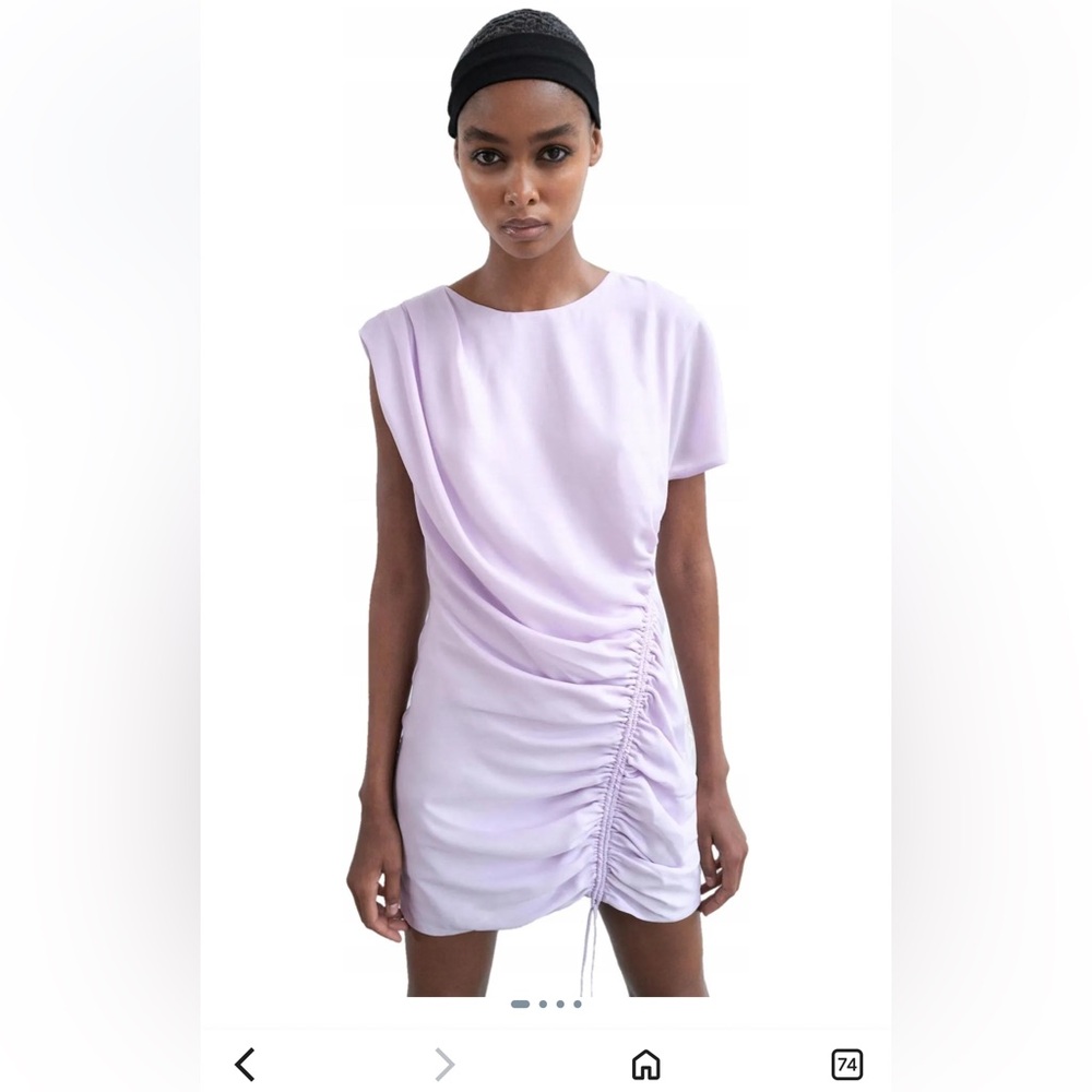 Zara Lilac Side-Ruched Mini Dress